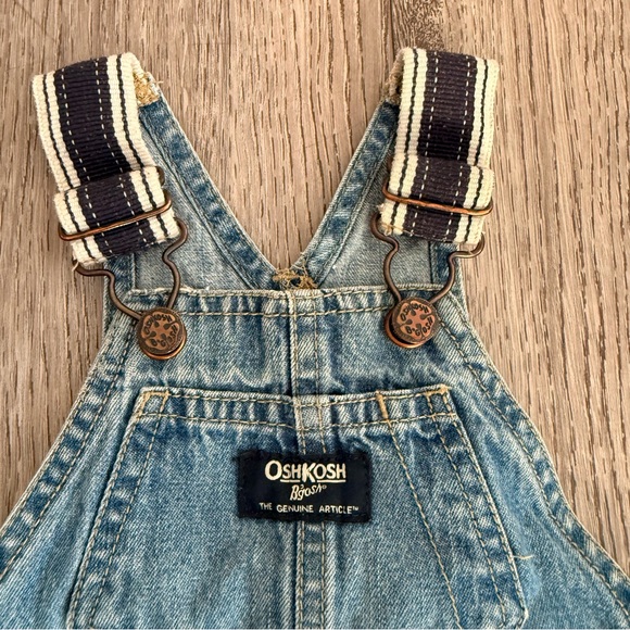OshKosh B'gosh Blue Denim Shorts Overalls baby size 6M - Picture 2 of 5